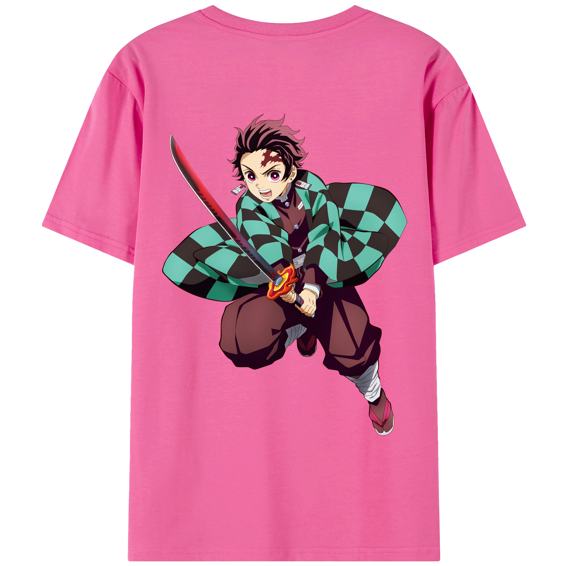 （画像用） 鬼滅の刃 竈門 炭治郎／かまど たんじろう Kamado Tanjirou レディース半袖Tシャツ(バックプリント)
